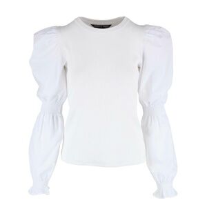 VERONICA BEARD Fawn White Puff Sleeve Top - Size S